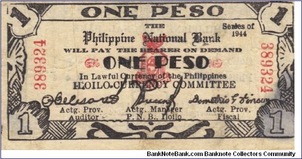 S-339 Iloilo 1 Peso note. Will trade this note for Philippine notes I don't have. Banknote