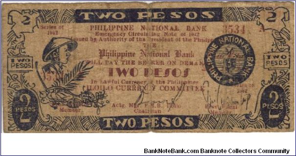 S-312 Rare Iloilo 2 Pesos note. Will trade this note for Philippine notes I don't have. Banknote