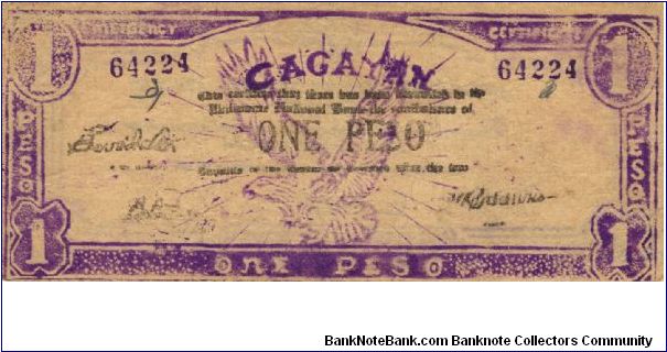 S-187 Cagayan 1 Peso note. Will trade this note for Philippine notes I don't have. Banknote