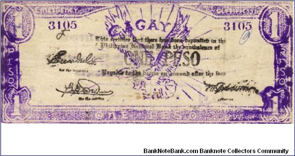 S-186a Cagayan 1 Peso note. Will trade this note for Philippine notes I don't have. Banknote