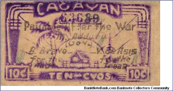 S-180 Cagayan 10 Centavos note. Will trade this note for Philippine notes I don't have. Banknote