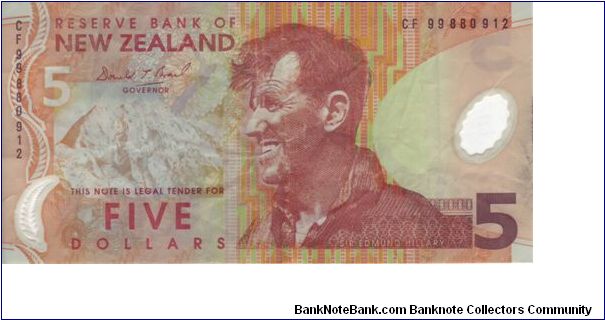 New Zealand $5 Polymere banknote Banknote