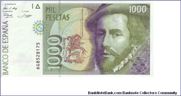 Spain 1000 Pesetas, final design before replaced by the Euro Banknote