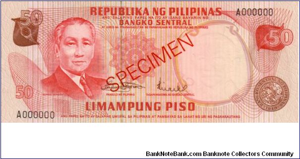 2nd PINOY SERIES 24S1 (p151s1) Marcos-Licaros A000000 (Specimen) Banknote