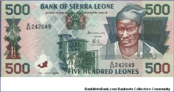 500 Leones, Bank Of Sierra Leone. Dated 15 July 1998. Banknote