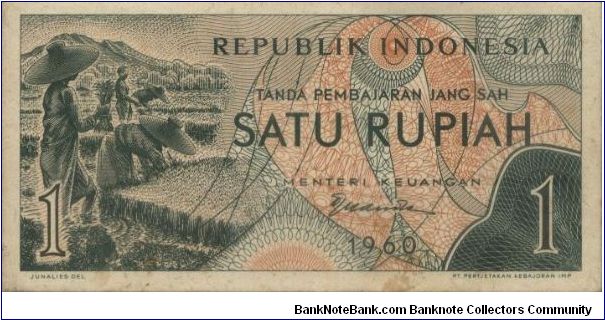 1960 1st & A Series Food & Cloths. Signed By Ir.Djuanda K.(O)Peasant(R)Cassava & Corn Etc.120x60mm Banknote