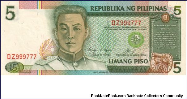 REDESIGNED SERIES 38s (p168d) Aquino-Cuisia AU000001-HV600000 DZ999777 Banknote