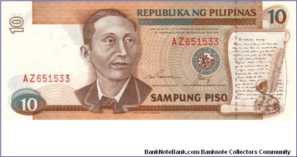 REDESIGNED SERIES 39h (p169e) Ramos-Cuisia W000001-??1000000 AZ651533 Banknote