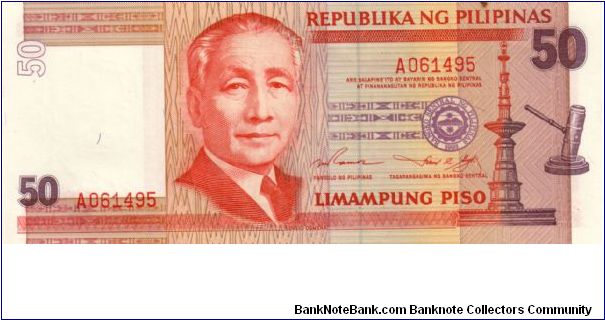 NEW SEAL SERIES 48 (p183a) Ramos-Singson A000001-??1000000 A061495 (1st Prefix) Banknote