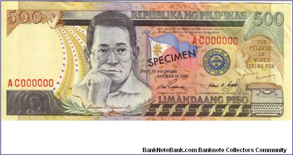 NEW SEAL SERIES 50S1 (pN/L) Ramos-Singson AC000000 (Specimen) Banknote
