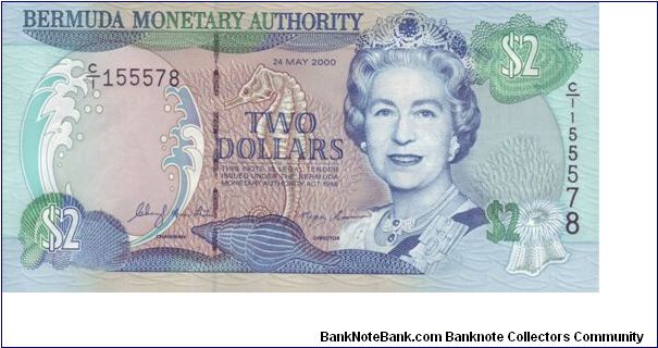 Bermuda $2 from 2000 Banknote