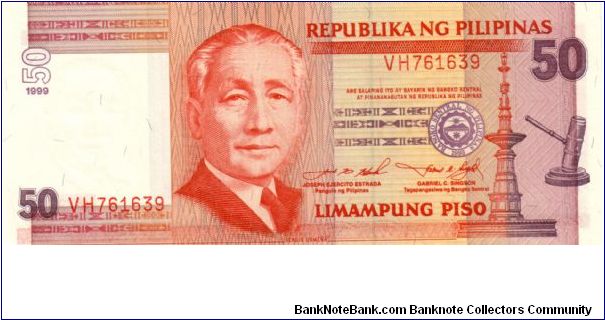 DATED SERIES 54e 1999 Estrada-Singson ??000001-??1000000 VH761639 (Cut Error) Banknote