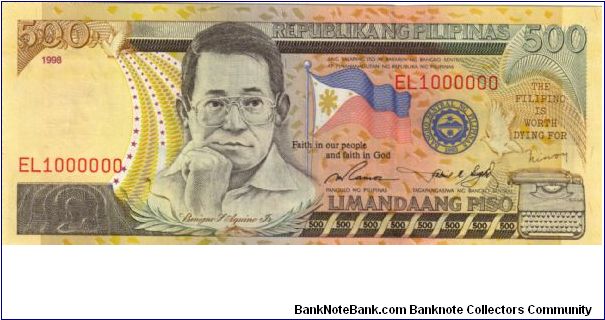 DATED SERIES 59 1998 Ramos-Singson ??000001-??1000000 EL111111 (Solid #) Banknote