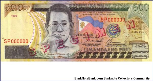 DATED SERIES 59S2 1999 Estrada-Buenaventura SP000000 (Specimen) Banknote