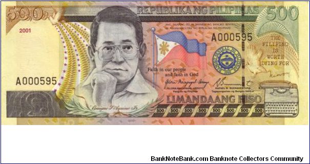 DATED SERIES 60 2001 Arroyo-Buenaventura A000001-??1000000 A000595 (1st Prefix) Banknote