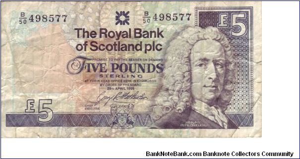 Royal Bank Of Scotland £5 note from 1998.

This note was heavily circulated when I got it in 1999/2000 Banknote