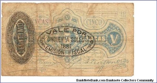 Banknote from Peru year 1881