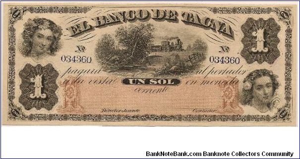 Un Sol El Banco De Tacna Banknote