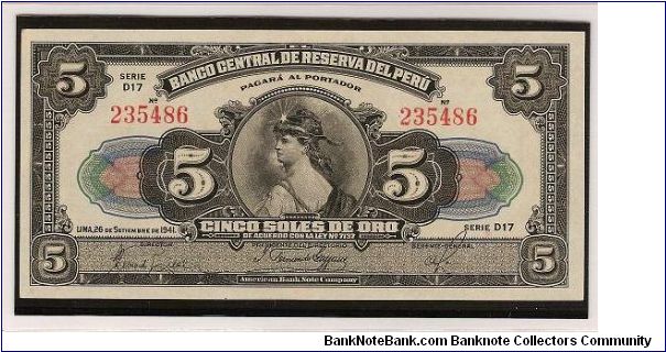 5 Soles Banco Central De Reserva Del Peru Banknote