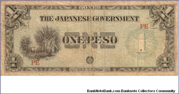 P5 (p106a) JIM Philippines 1 Peso Plantation Issue PE Block Letters Banknote