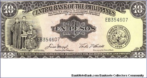 PI-136e Central Bank of the Philippines 10 Pesos note with signature 5. Banknote