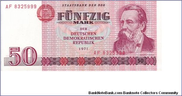 East Germany 50 Marks from 1971.

This was the last series issued before East & West Germany unified Banknote