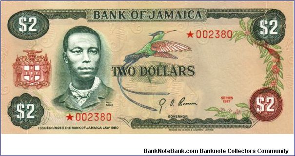 pCS2 SPECIMEN SET $2 *002380 Bank of Jamaica Collector Series Issue. 7500 sets of 4 notes issued in a blue folder with COA. Banknote