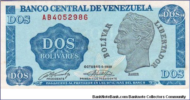 Denominacion 2 Bolivares Banknote