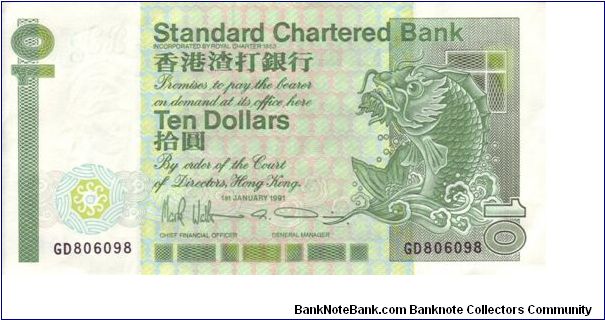 Standard Charted Bank $10 note from 1991 Banknote