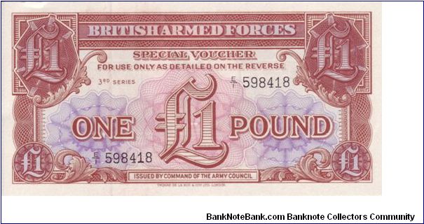 British Armed Forces £1 note from the third series Banknote