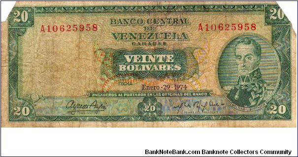 Denominacion: 20 Bolivares Banknote