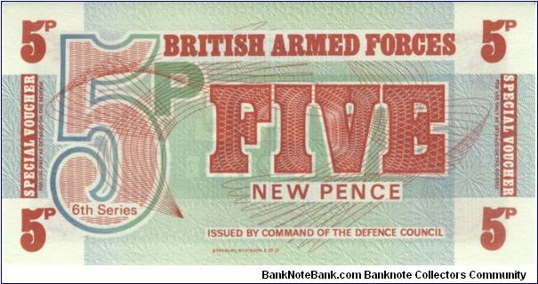 5 Pence, British Armed Forces Note (6th Series) Banknote