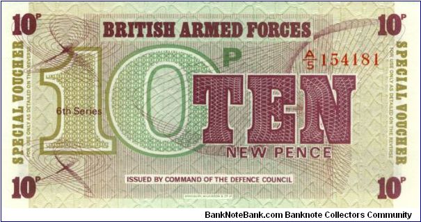 10 Pence, British Armed Forces Note (6th Series) Banknote