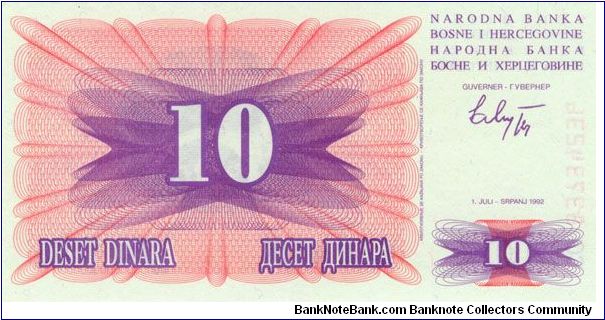 Banknote from Bosnia year 1992