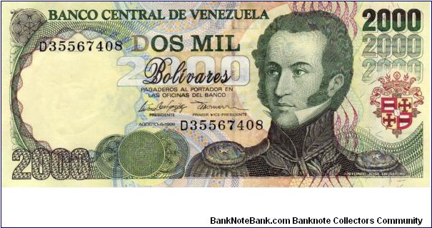 Denominacion: 2000 Boivares Banknote