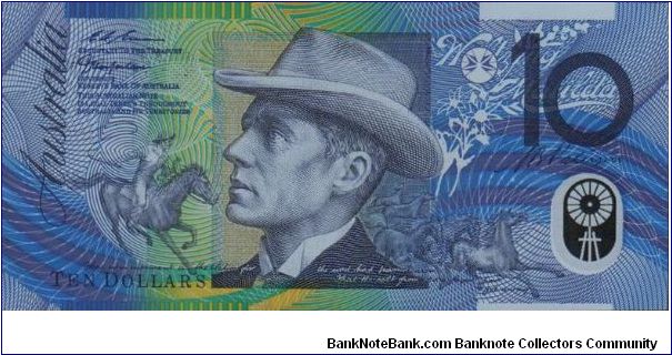 depicts Banjo Patterson, the poet whose works include Waltzing Matilda, and The Man From Snowy River. Banknote