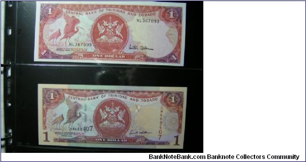 two different color $1 notes Banknote