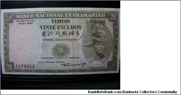 Timor 20 Escudos Banknote