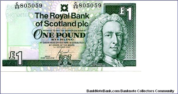 F. Goodwin, Group Chief Executive
£1 1 Oct 2001
Front Lord Ilay
Rev Edinburgh Castle 
Watermark Lord Ilay's Head Banknote