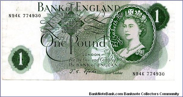 HRH Portrait series C

John Fforde 1966-1970

1967
£1  Green
Metal security Thread
Watermarked with a Laurald Head's Banknote