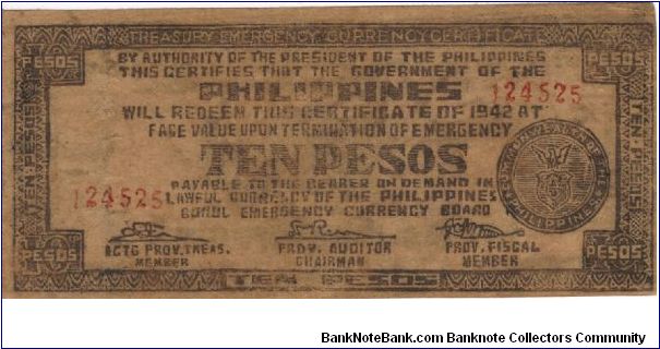S-137x Bohol 10 Pesos counterfeit note. Banknote