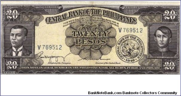 PI-137b English series 20 Pesos note with signature group 2. Banknote