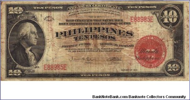 PI-92c Philippine 10 Pesos Treasury Certificate Packet Note. Banknote
