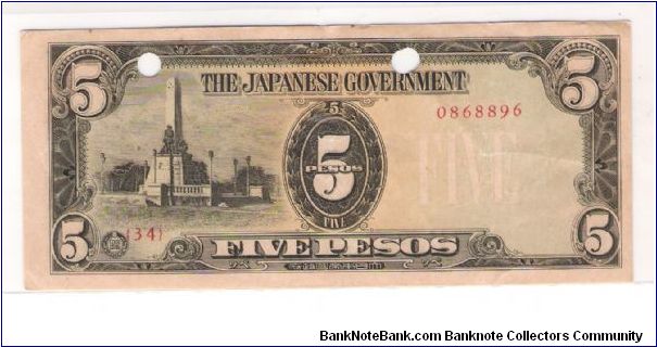 JAPANESES INVASION MONEY
5 PESOS
PICK #110 Banknote