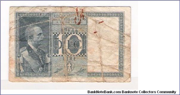 ITALY
10 LIRA
0665  703444 Banknote