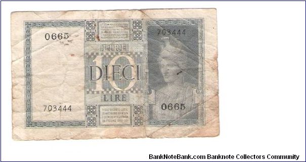 Banknote from Italy year 1935