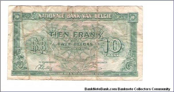 Banknote from Belgium year 1943