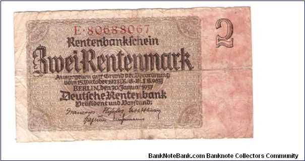 GERMANY
2 MARK
1937
3 OF 4
E.80688067 Banknote