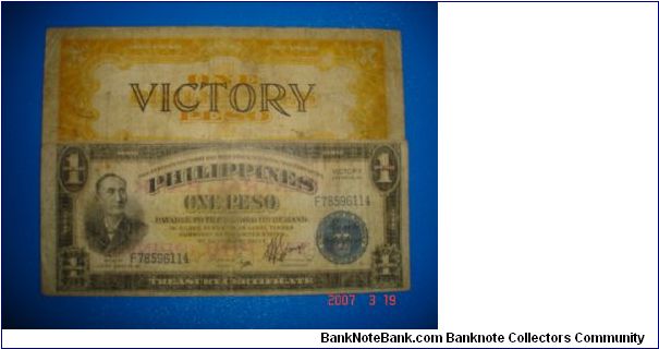 1 Peso 
Obverse: Apolinario Mabini at left, PhilAm Victory Seal
Reverse: Victory Note
Size: 161mm x 61mm Banknote