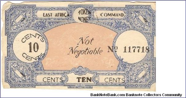 WWII East Africa Command POW 10 cents Banknote